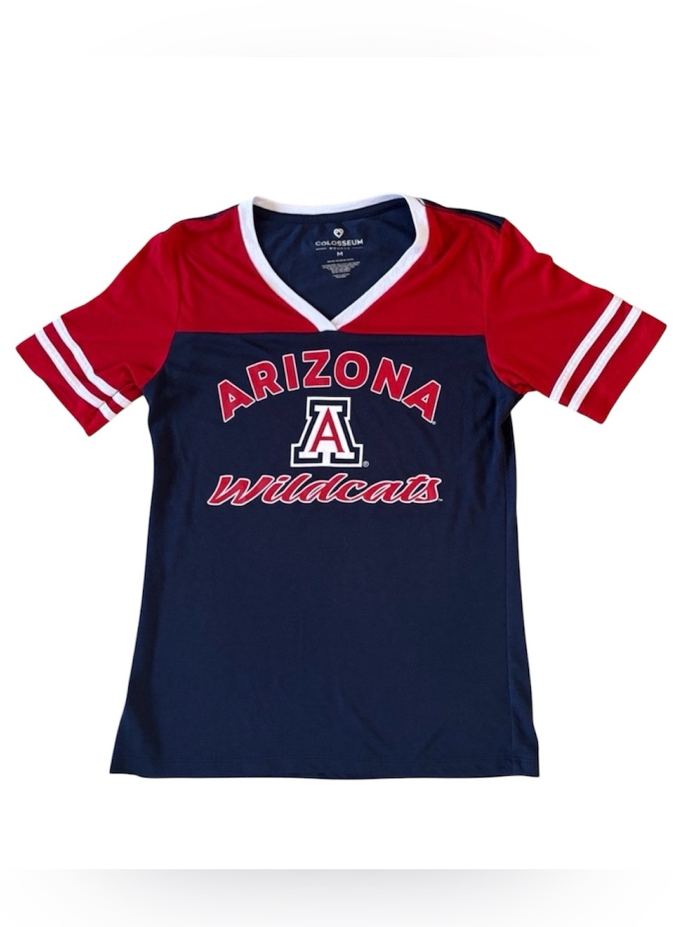 Colosseum Red, White & Blue University Of Arizona V-Neck Tee Top Size Medium